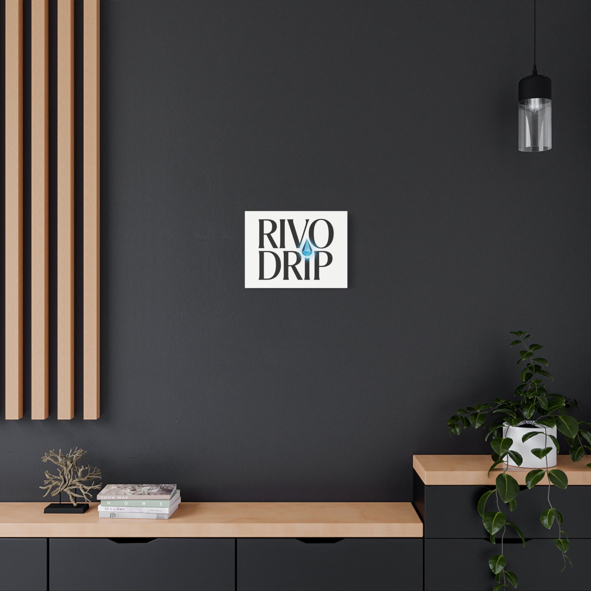 Personalize Logo Matte Canvas Print — Stretched Wall Art with Blue Droplet
