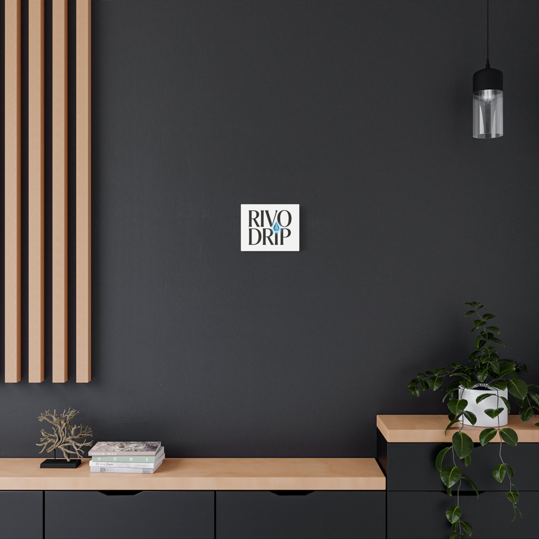 Personalize Logo Matte Canvas Print — Stretched Wall Art with Blue Droplet