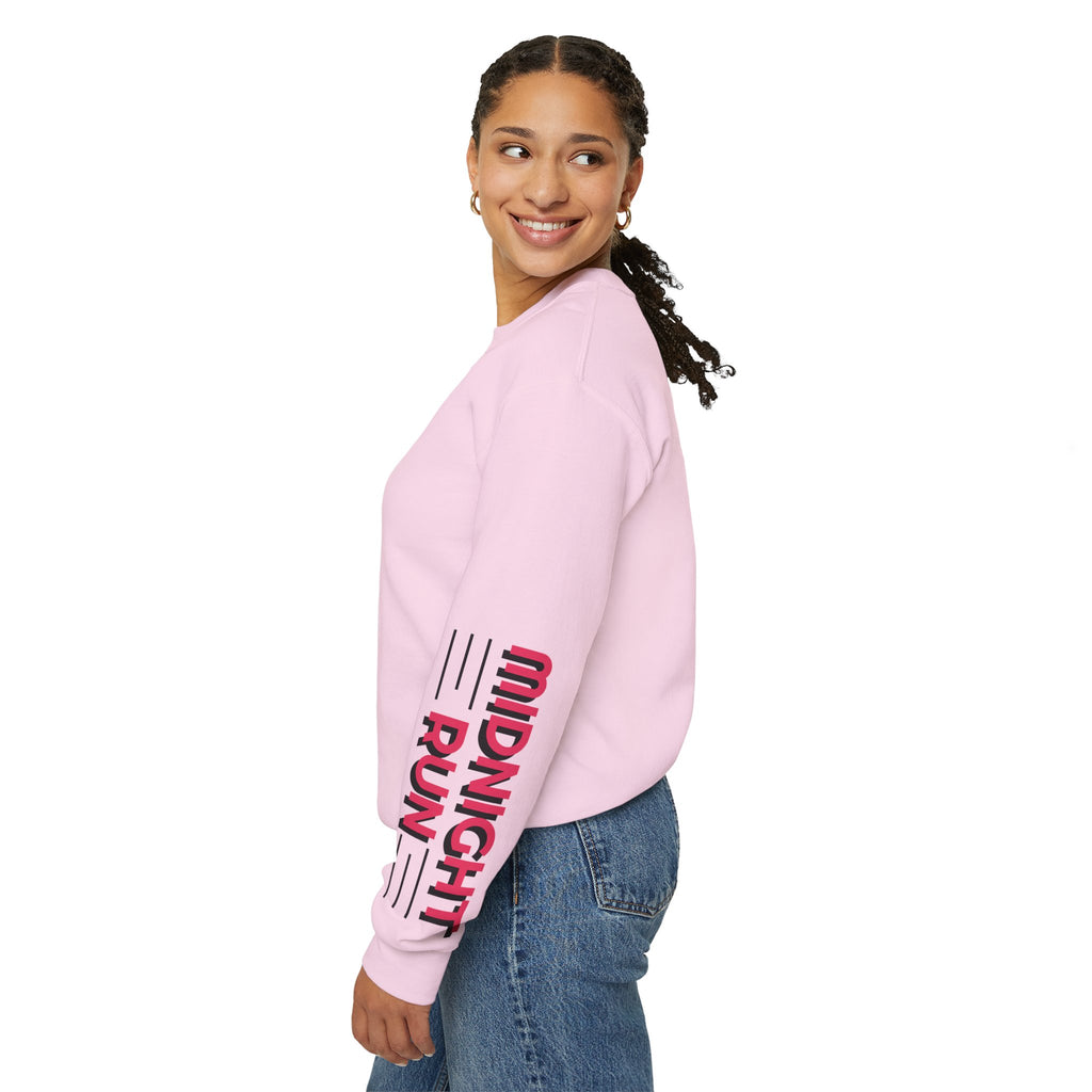 City Nights Crewneck Sweatshirt — 'Run / Midnight' Urban Skyline Graphic