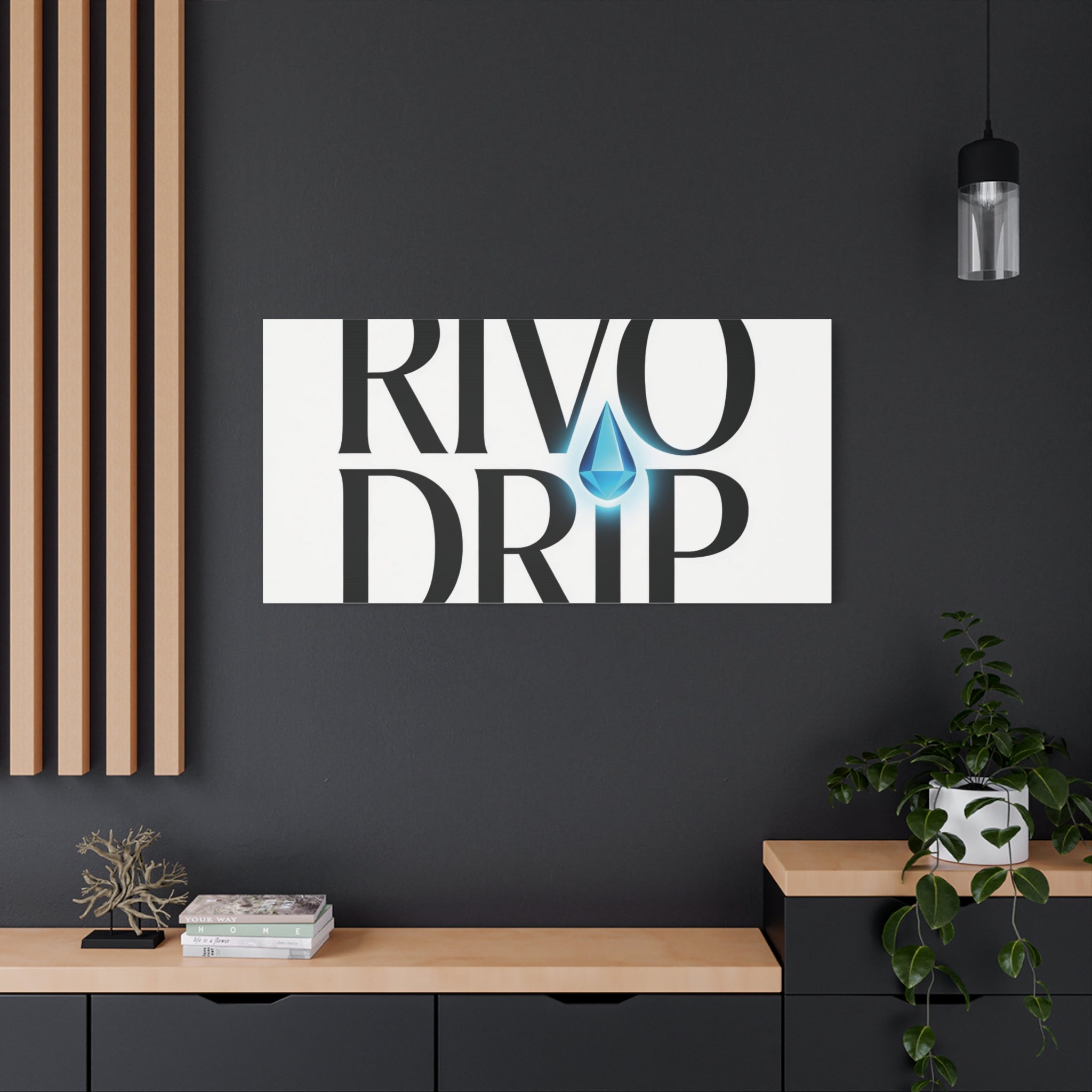 Personalize Logo Matte Canvas Print — Stretched Wall Art with Blue Droplet