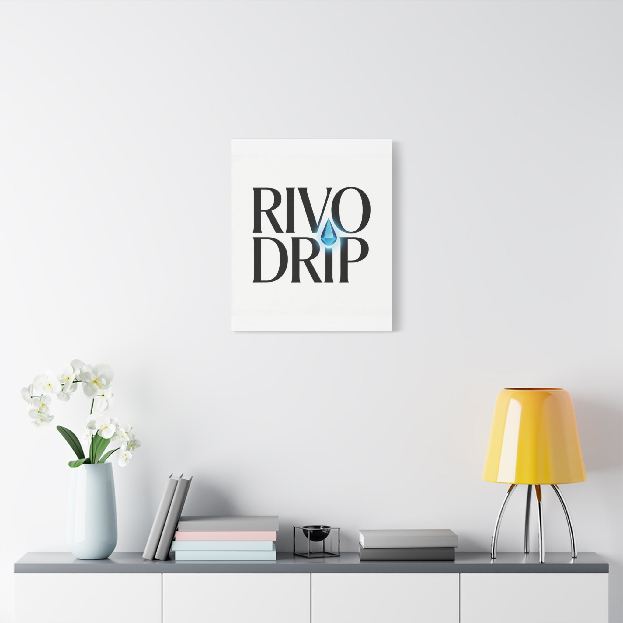 Personalize Logo Matte Canvas Print — Stretched Wall Art with Blue Droplet