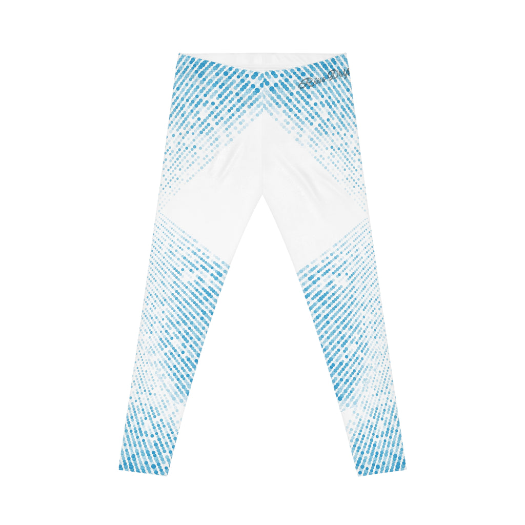 Blue Pixel Fade Leggings — Women's Casual All-Over Print