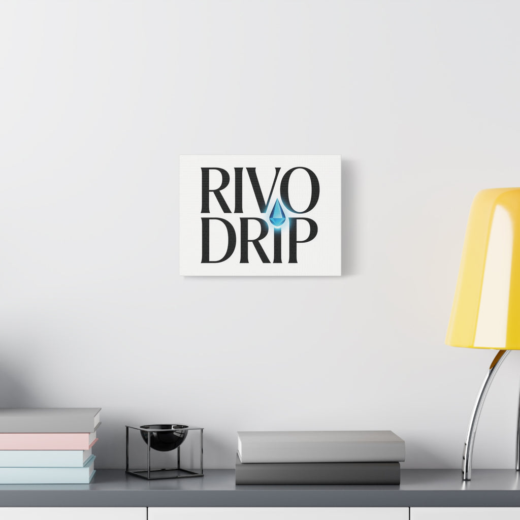 Personalize Logo Matte Canvas Print — Stretched Wall Art with Blue Droplet