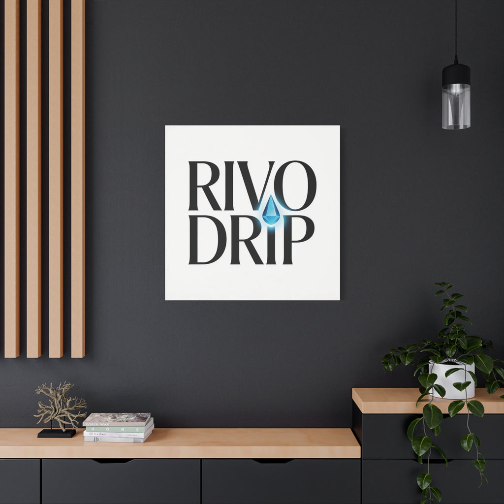 Personalize Logo Matte Canvas Print — Stretched Wall Art with Blue Droplet