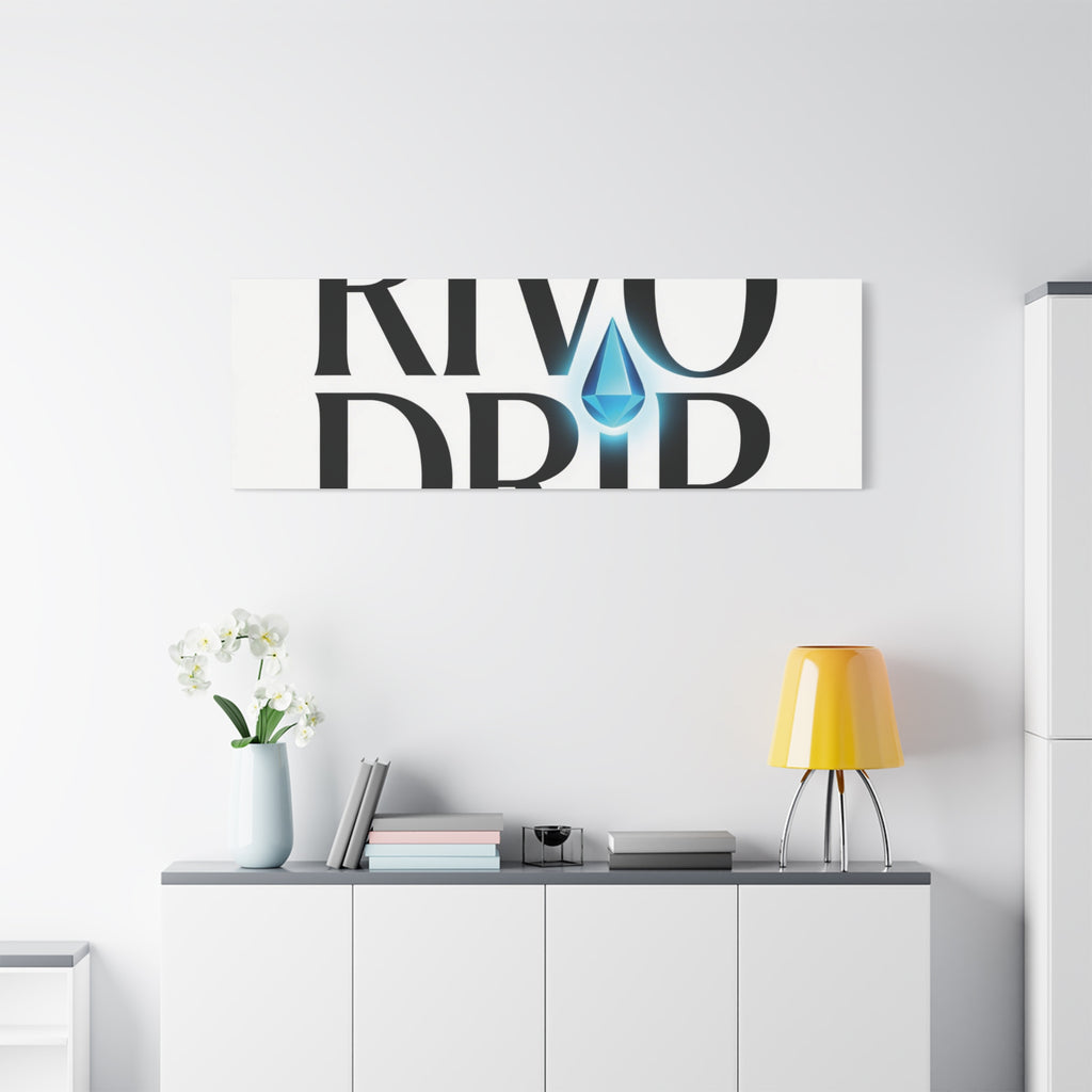 Personalize Logo Matte Canvas Print — Stretched Wall Art with Blue Droplet