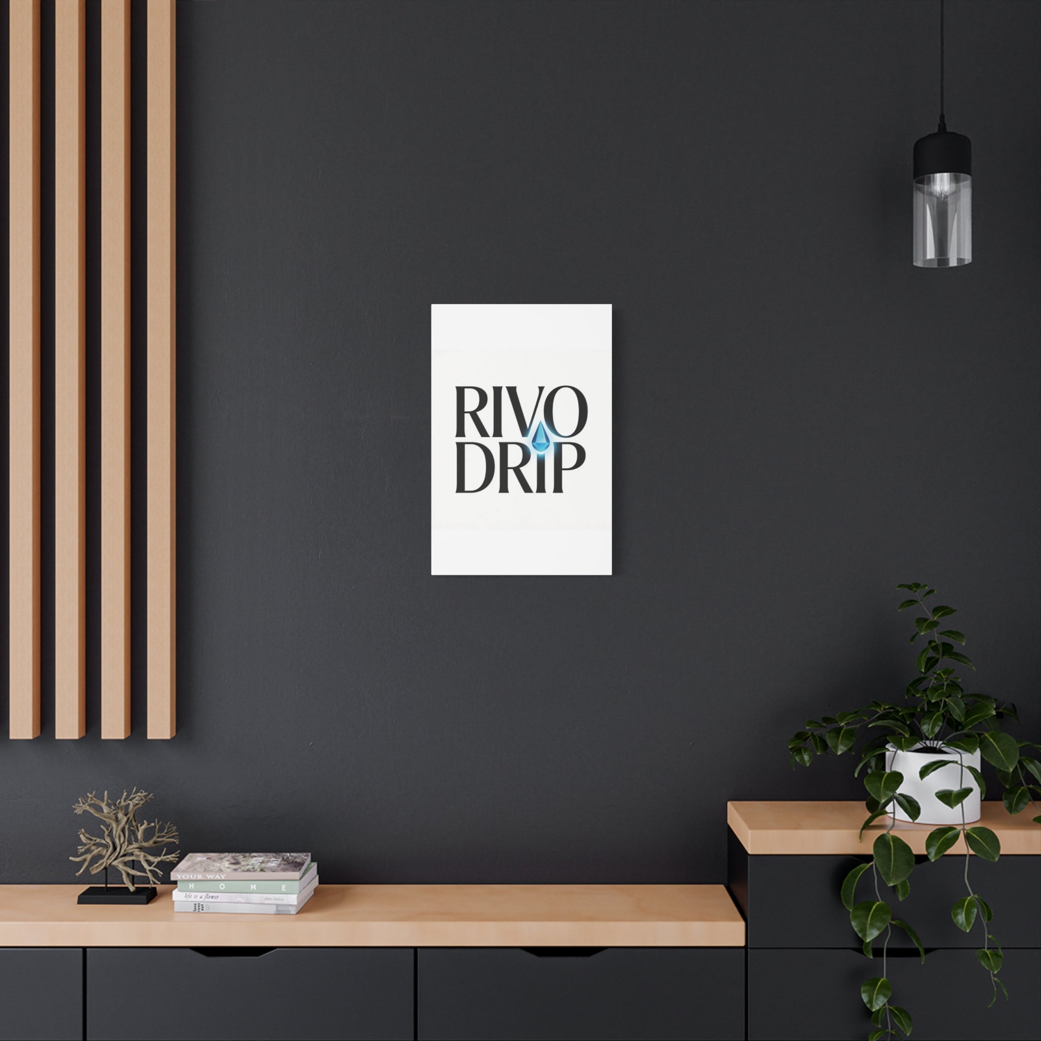 Personalize Logo Matte Canvas Print — Stretched Wall Art with Blue Droplet