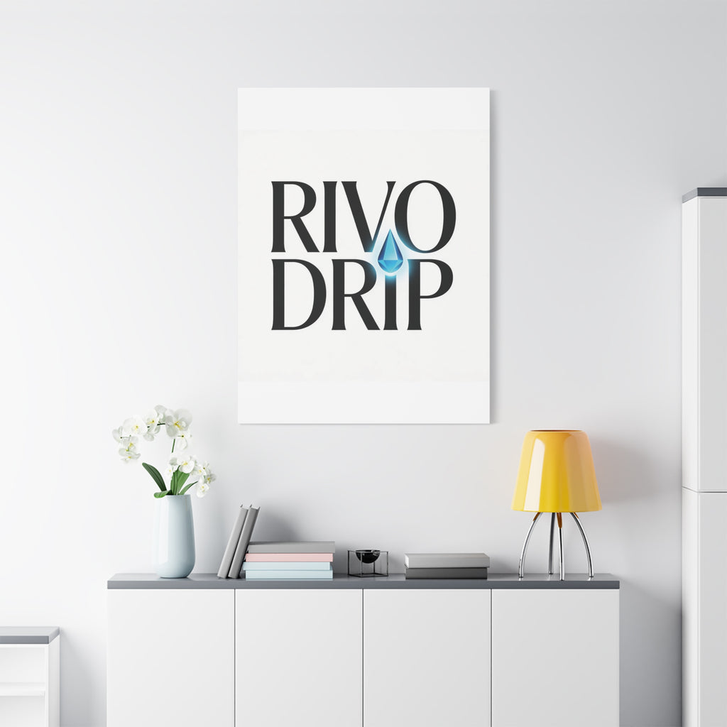 Personalize Logo Matte Canvas Print — Stretched Wall Art with Blue Droplet