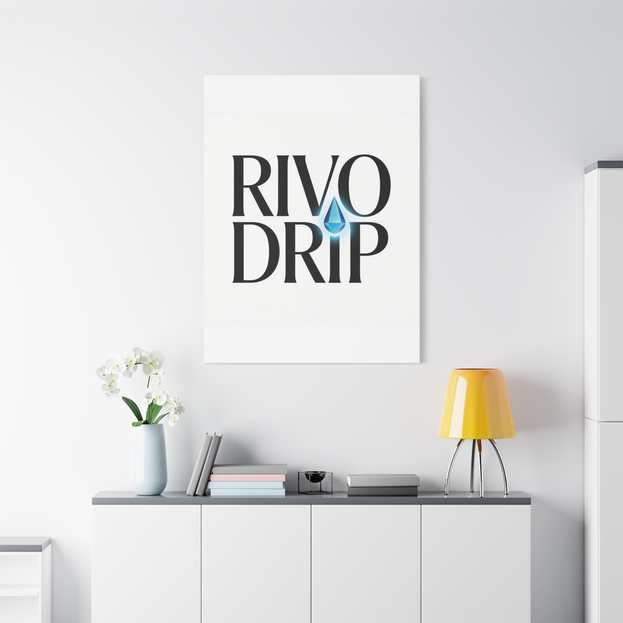Personalize Logo Matte Canvas Print — Stretched Wall Art with Blue Droplet