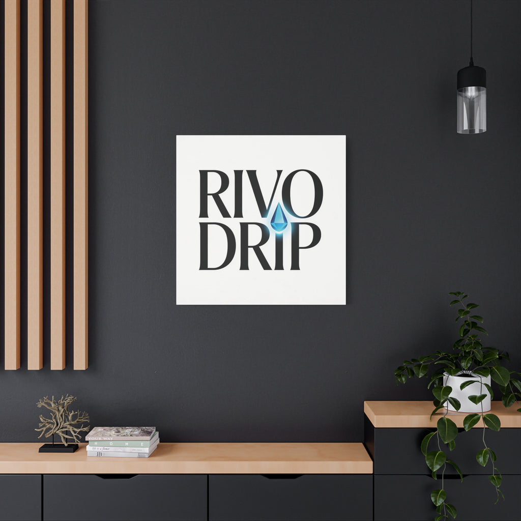 Personalize Logo Matte Canvas Print — Stretched Wall Art with Blue Droplet