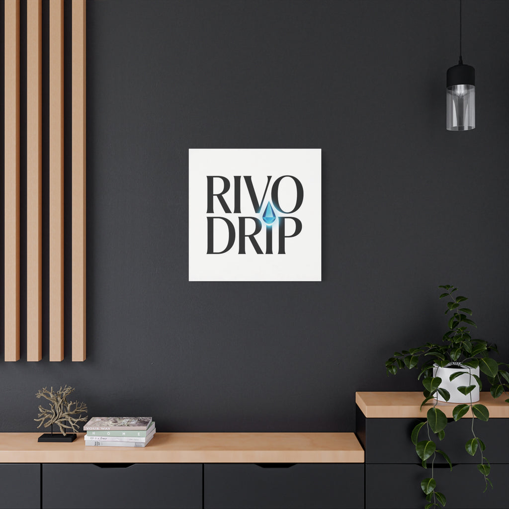 Personalize Logo Matte Canvas Print — Stretched Wall Art with Blue Droplet
