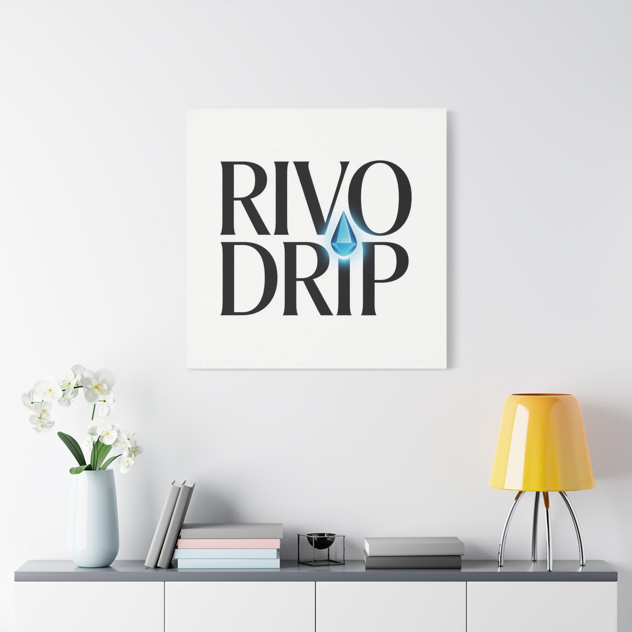 Personalize Logo Matte Canvas Print — Stretched Wall Art with Blue Droplet