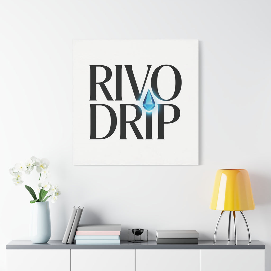 Personalize Logo Matte Canvas Print — Stretched Wall Art with Blue Droplet