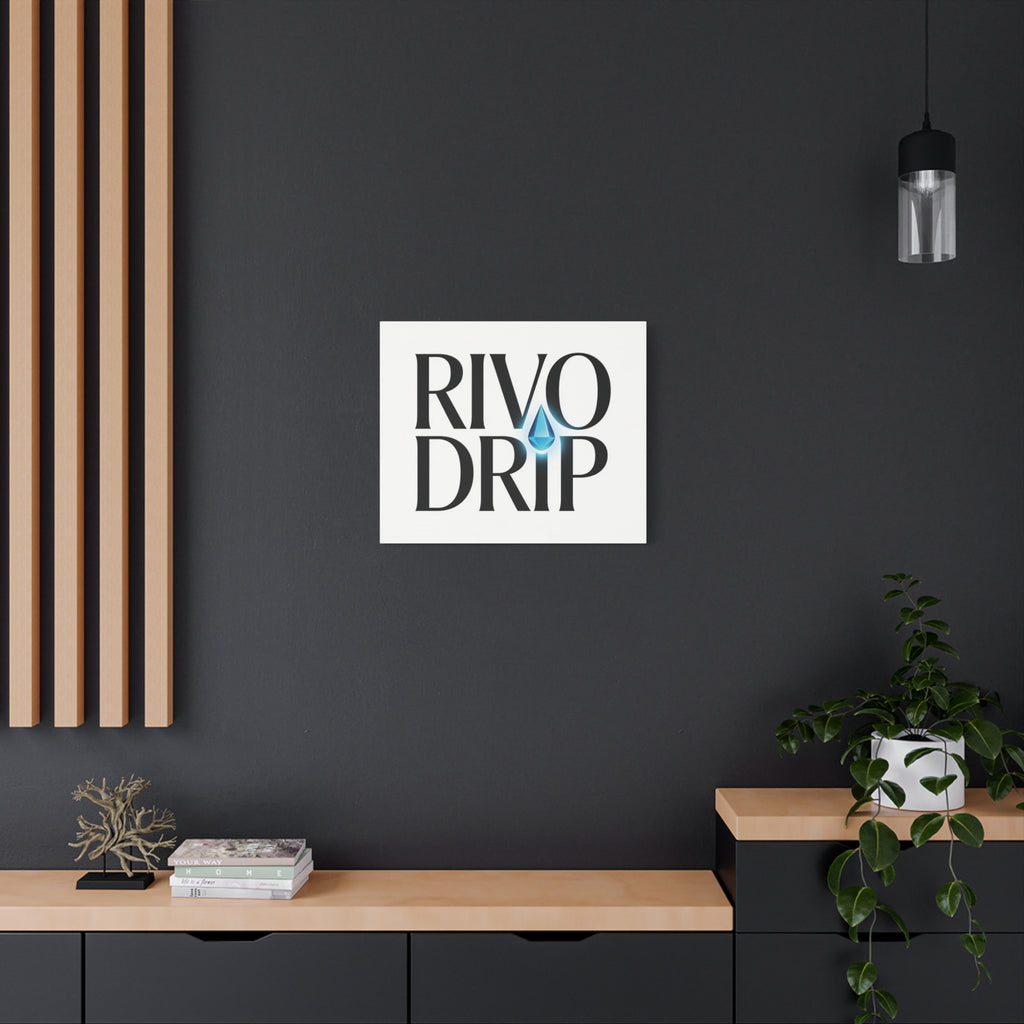 Personalize Logo Matte Canvas Print — Stretched Wall Art with Blue Droplet