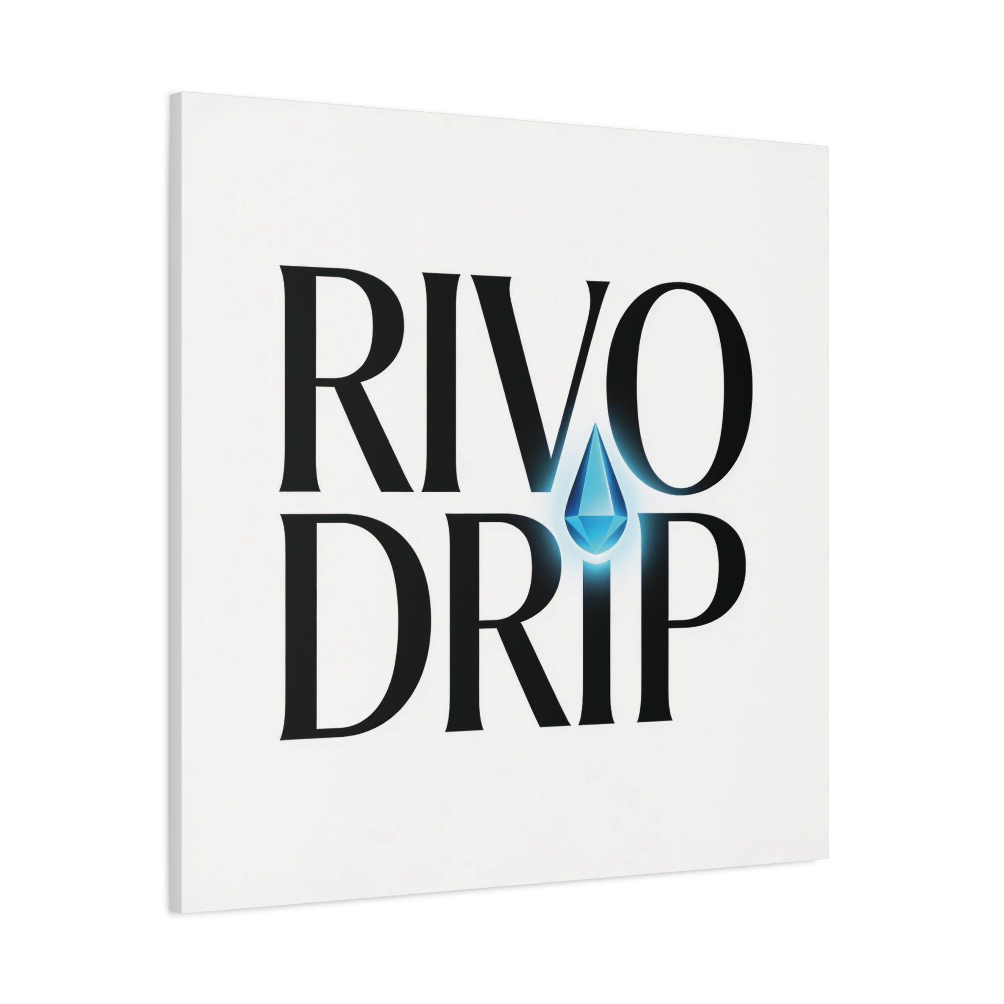 Personalize Logo Matte Canvas Print — Stretched Wall Art with Blue Droplet