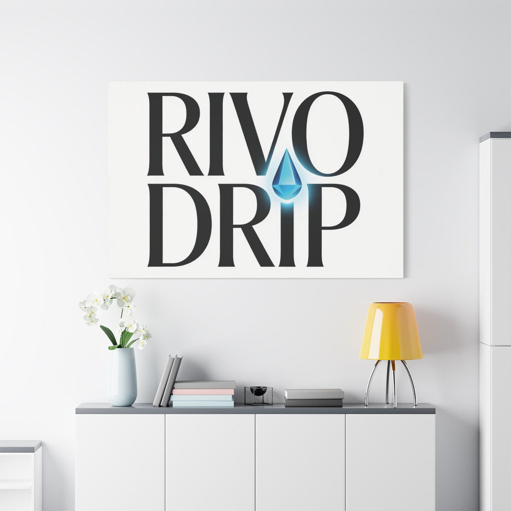 Personalize Logo Matte Canvas Print — Stretched Wall Art with Blue Droplet