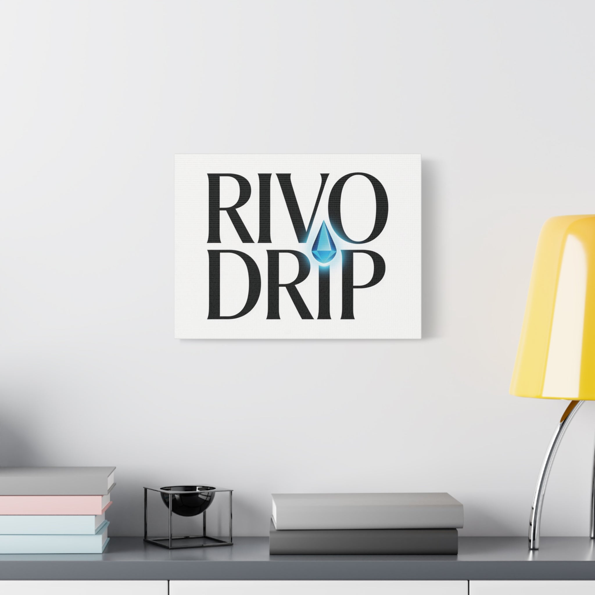 Personalize Logo Matte Canvas Print — Stretched Wall Art with Blue Droplet