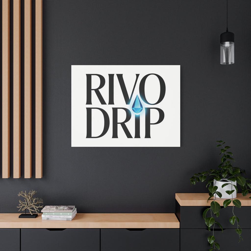 Personalize Logo Matte Canvas Print — Stretched Wall Art with Blue Droplet
