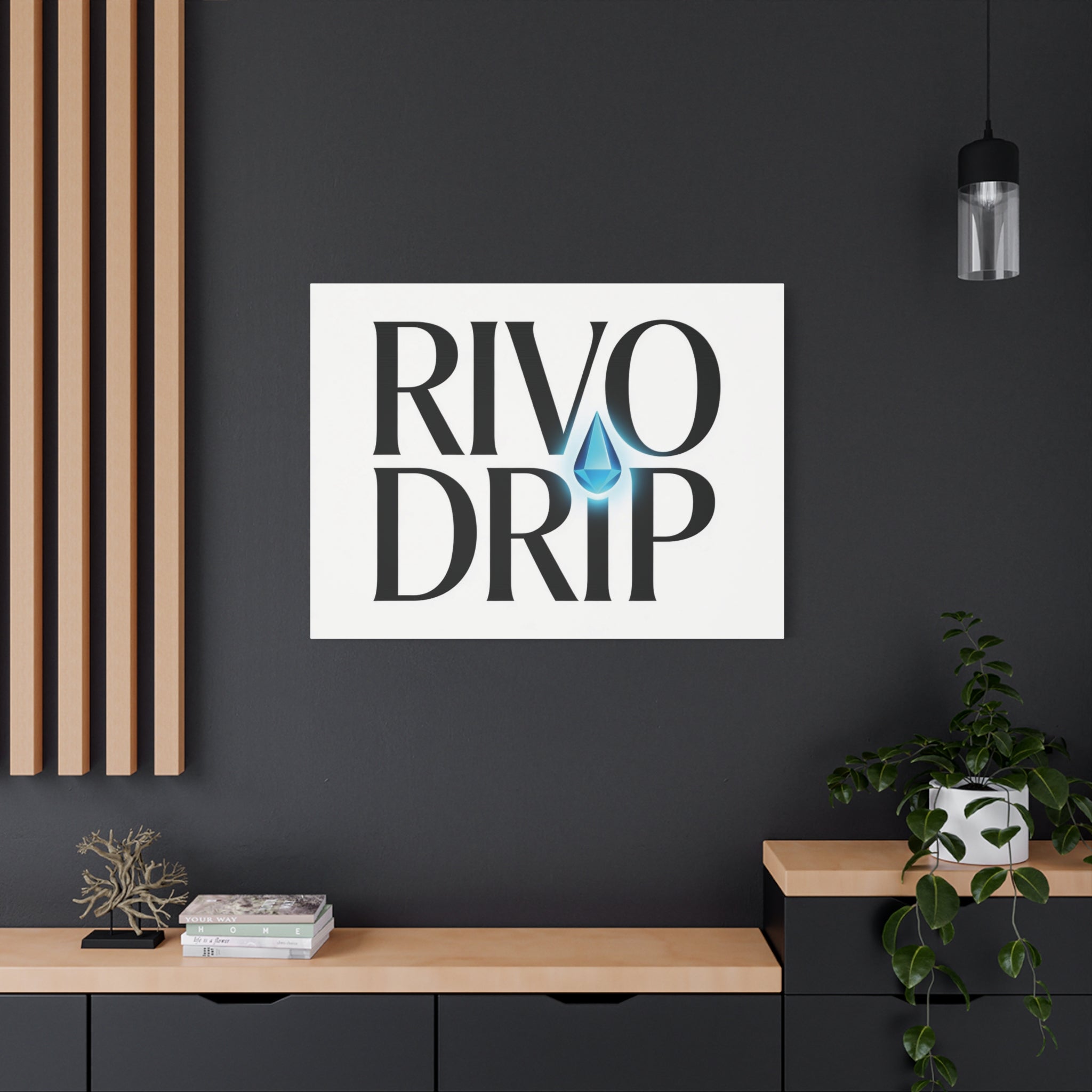 Personalize Logo Matte Canvas Print — Stretched Wall Art with Blue Droplet