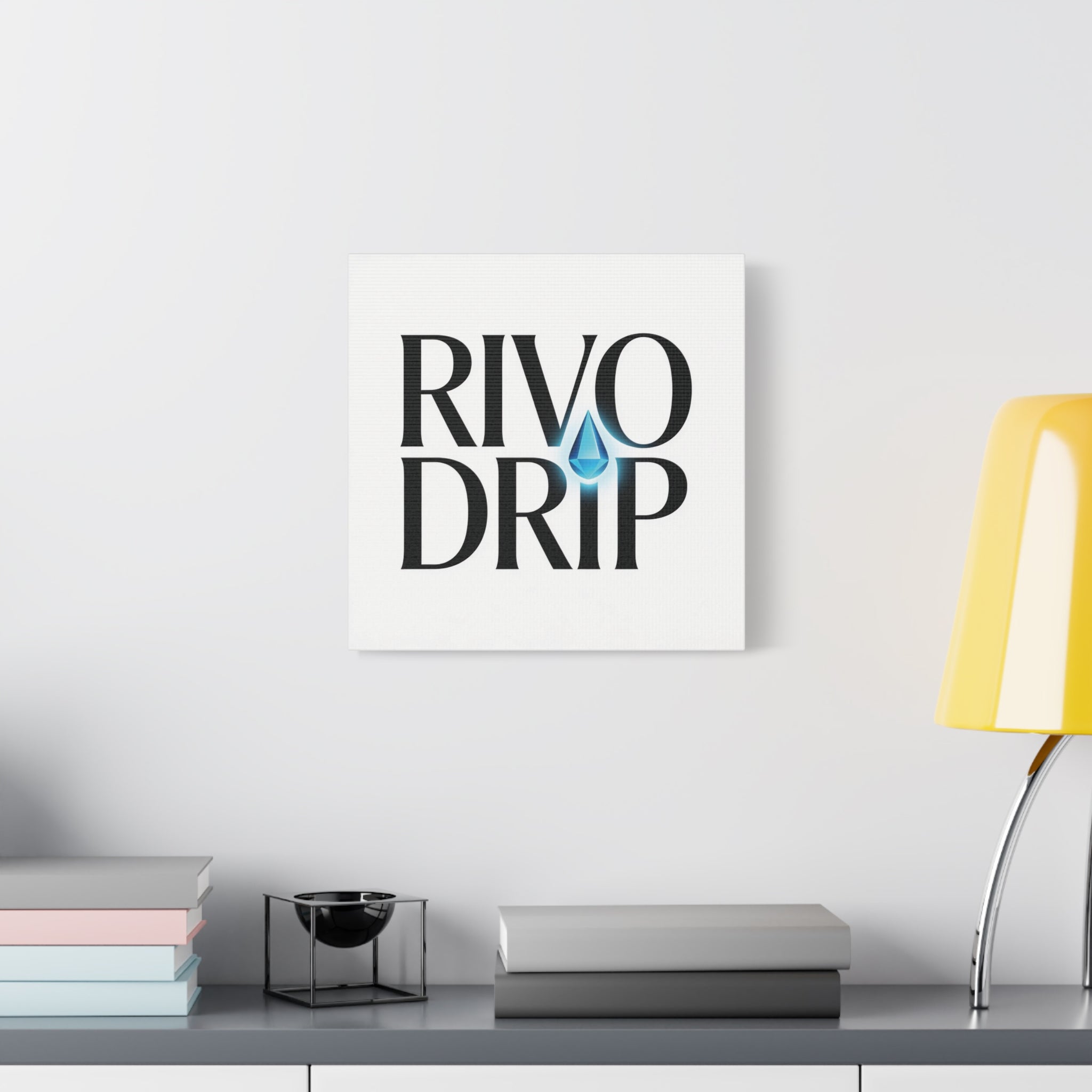 Personalize Logo Matte Canvas Print — Stretched Wall Art with Blue Droplet