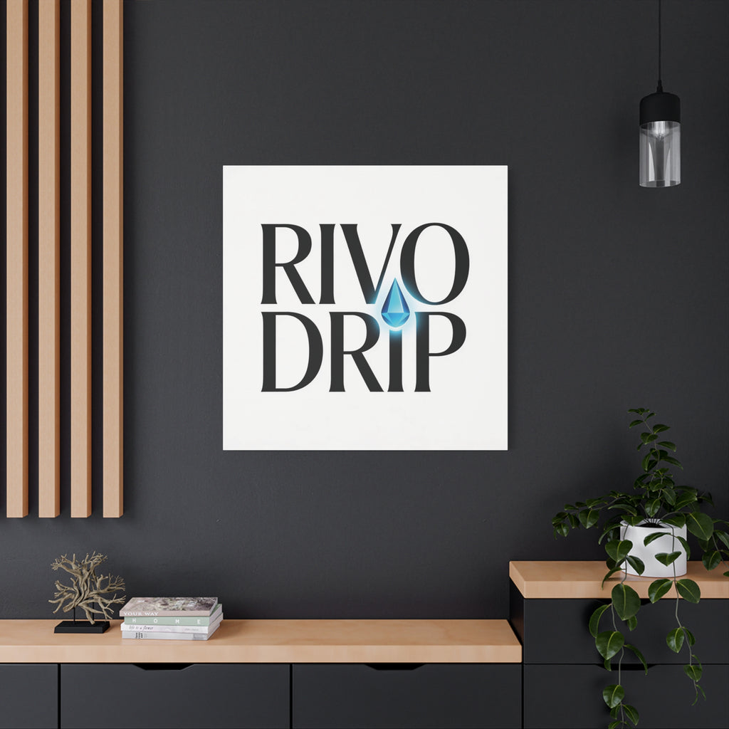 Personalize Logo Matte Canvas Print — Stretched Wall Art with Blue Droplet