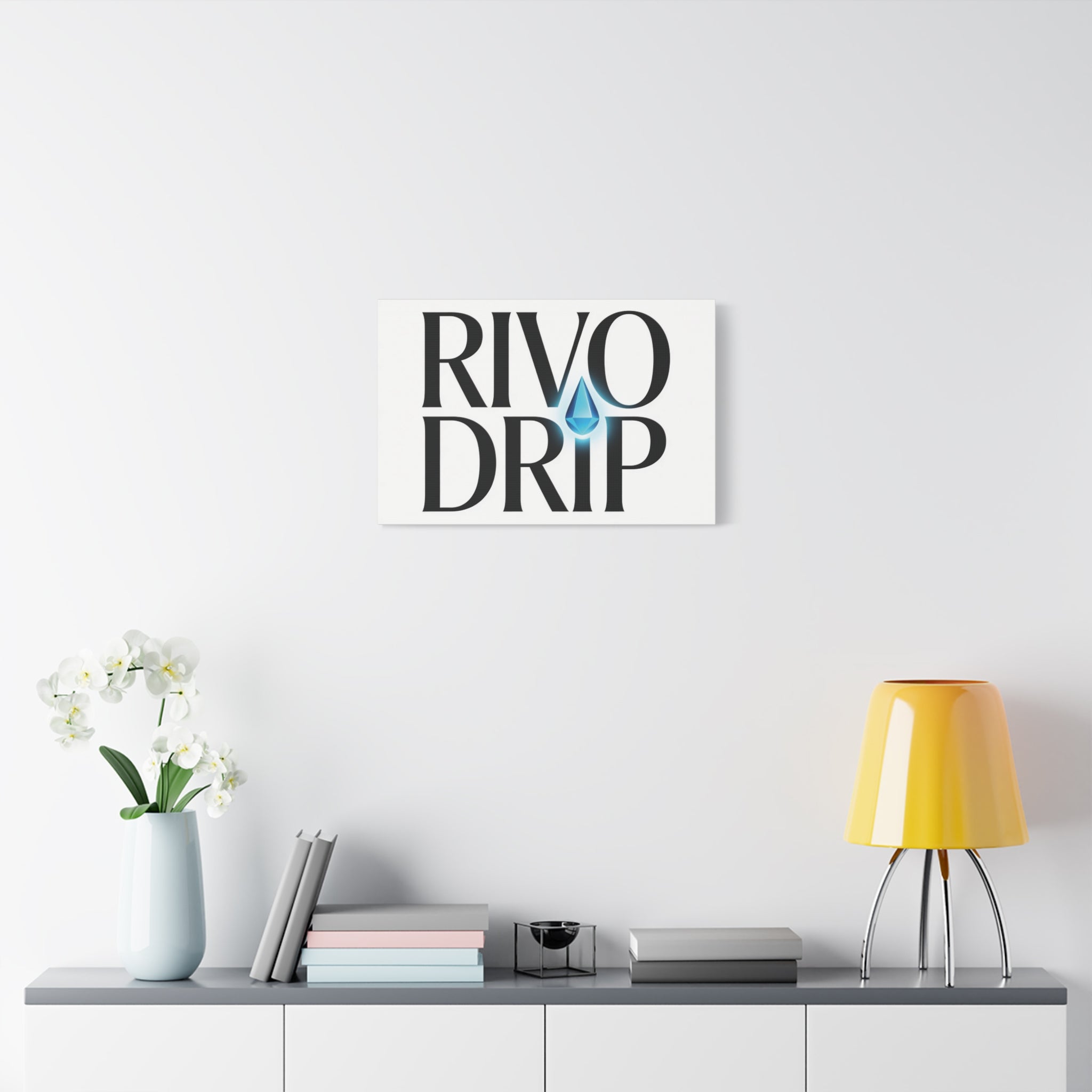 Personalize Logo Matte Canvas Print — Stretched Wall Art with Blue Droplet