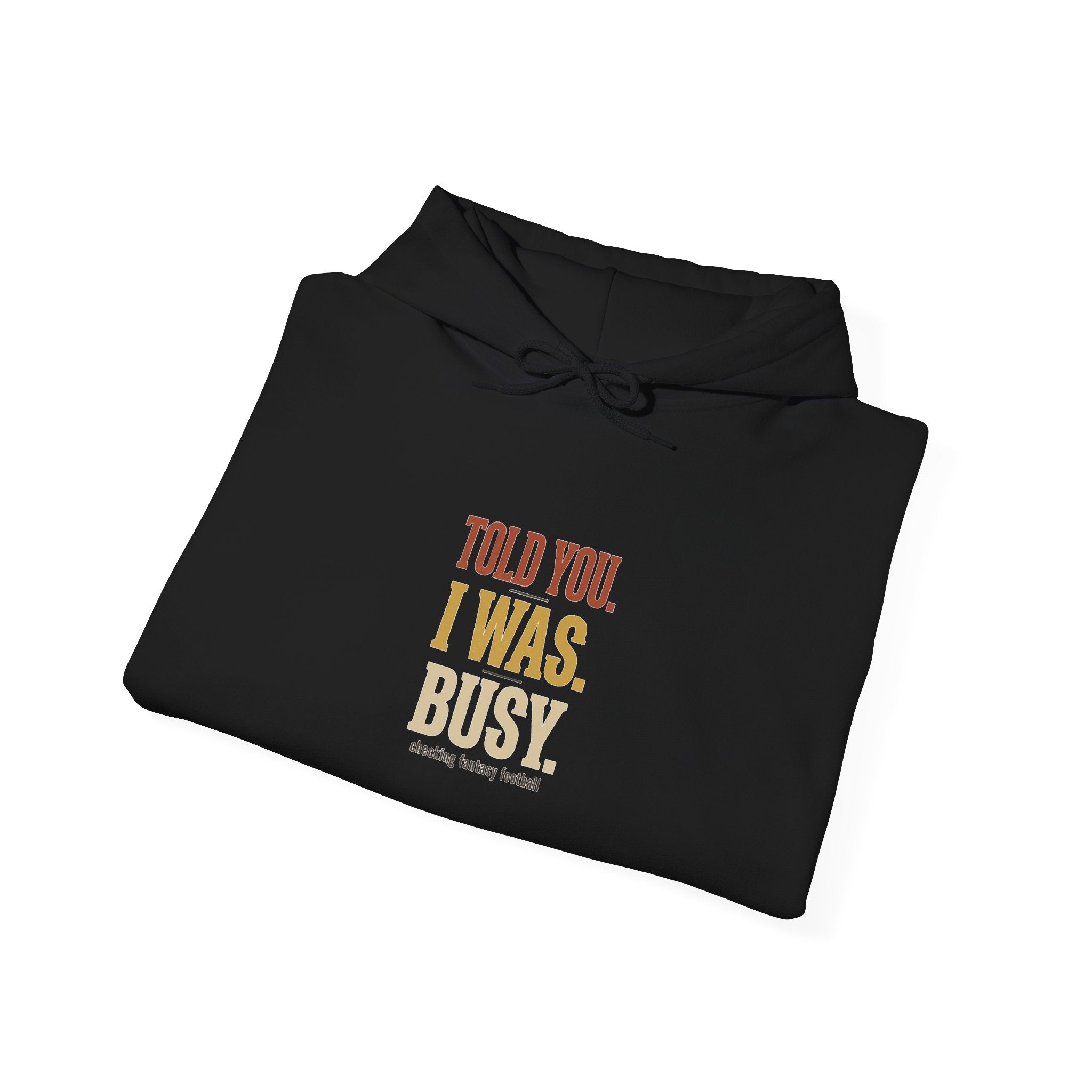 Told You I Was Busy Hoodie — Minimalist Text Graphic Pullover