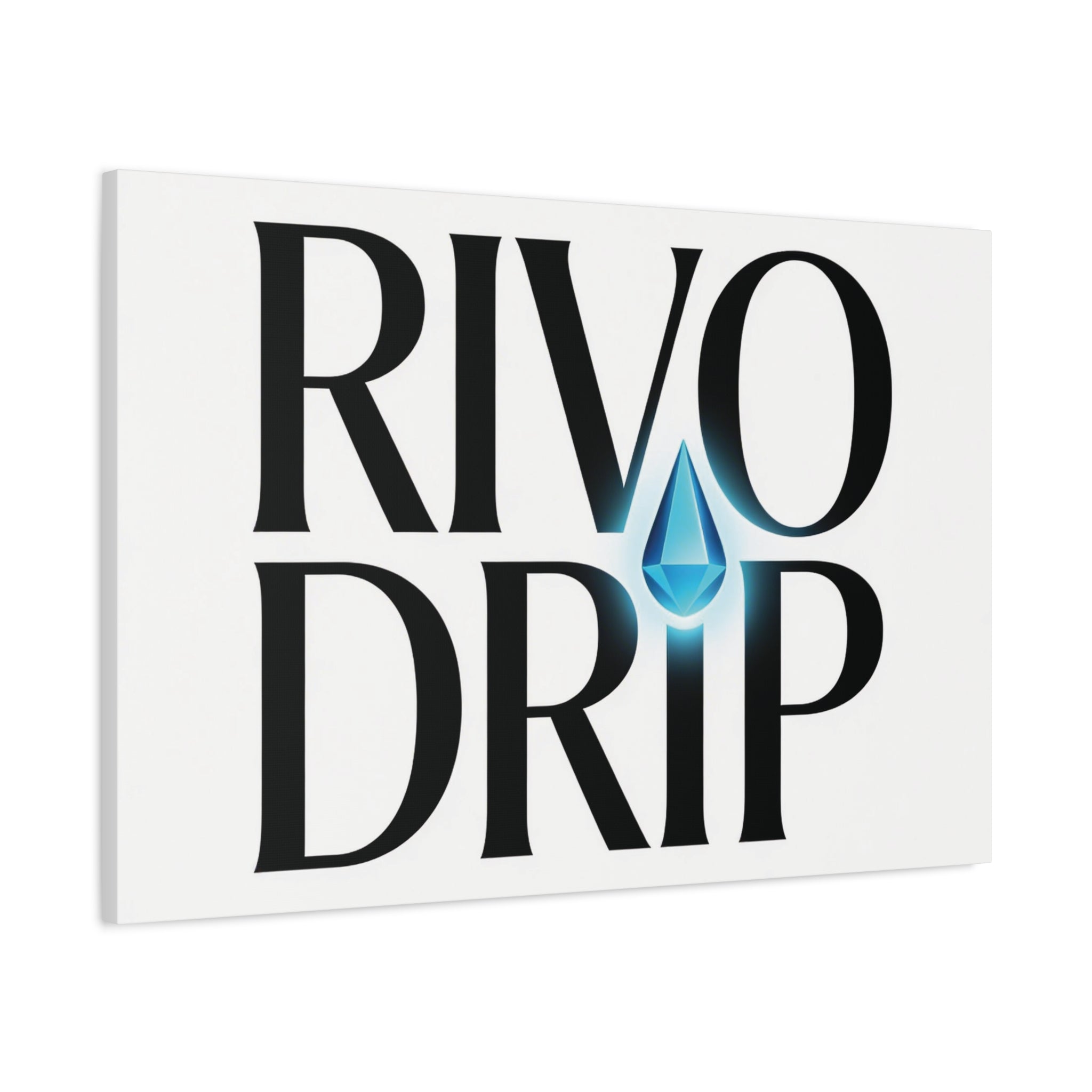 Personalize Logo Matte Canvas Print — Stretched Wall Art with Blue Droplet