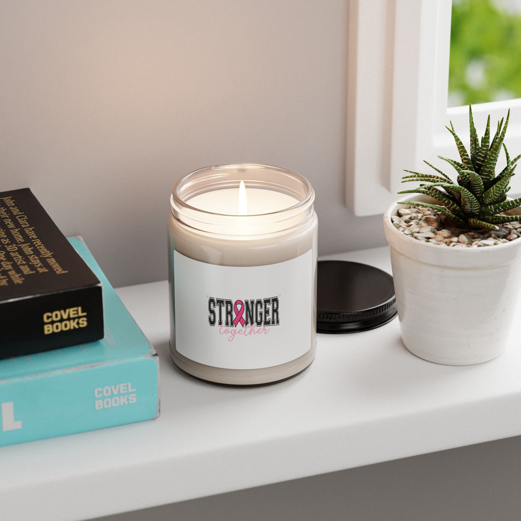 Stronger Together Candle | Breast Cancer Awareness Soy Candle, Pink Ribbon 9oz
