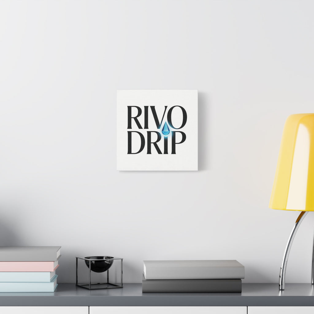 Personalize Logo Matte Canvas Print — Stretched Wall Art with Blue Droplet