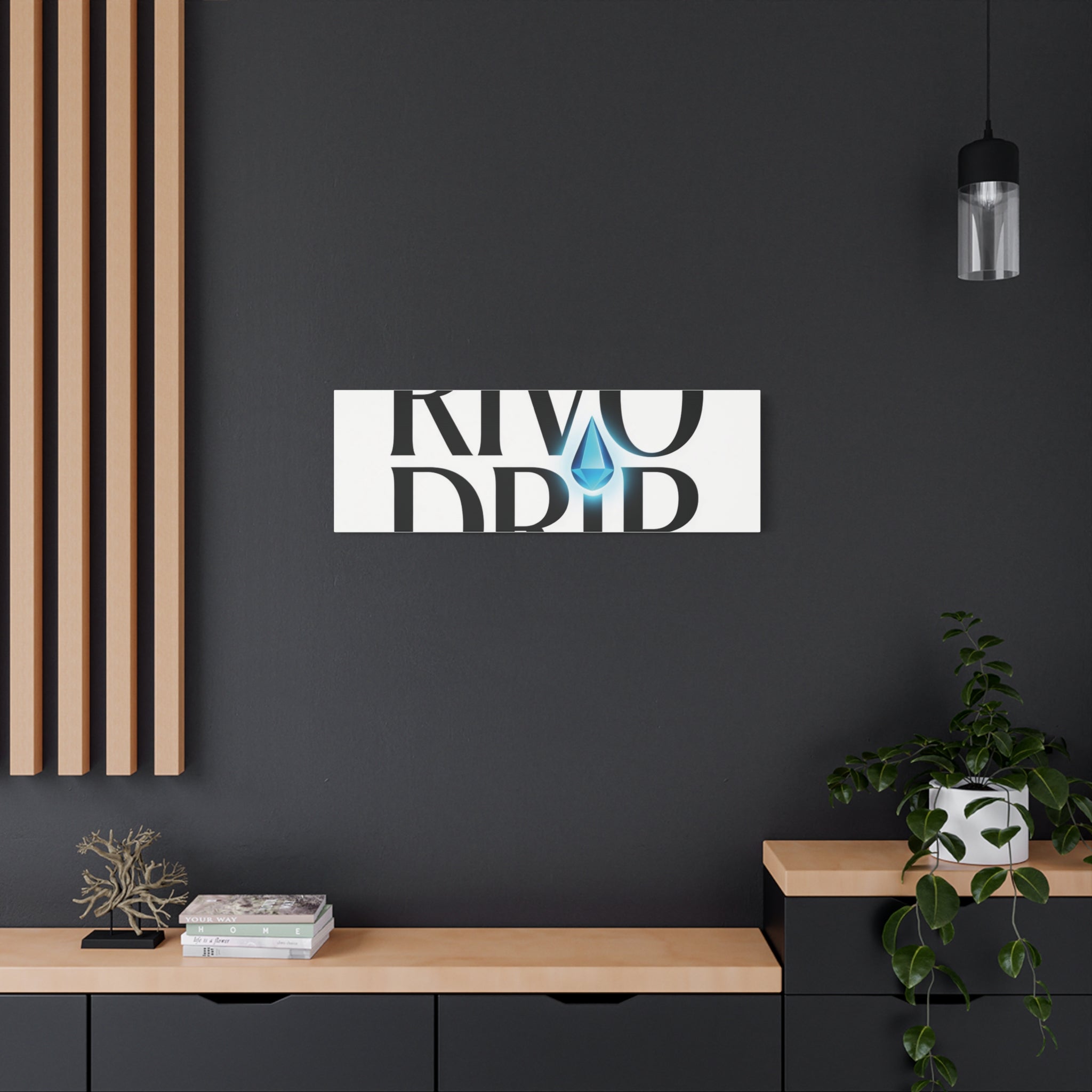 Personalize Logo Matte Canvas Print — Stretched Wall Art with Blue Droplet