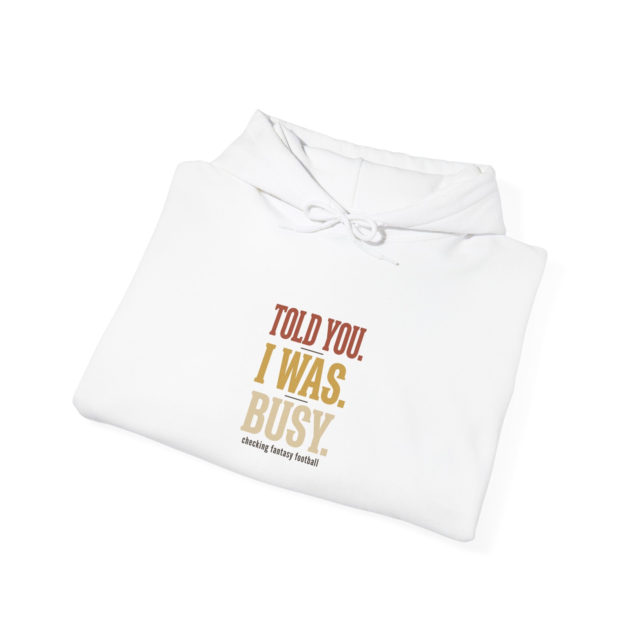Told You I Was Busy Hoodie — Minimalist Text Graphic Pullover