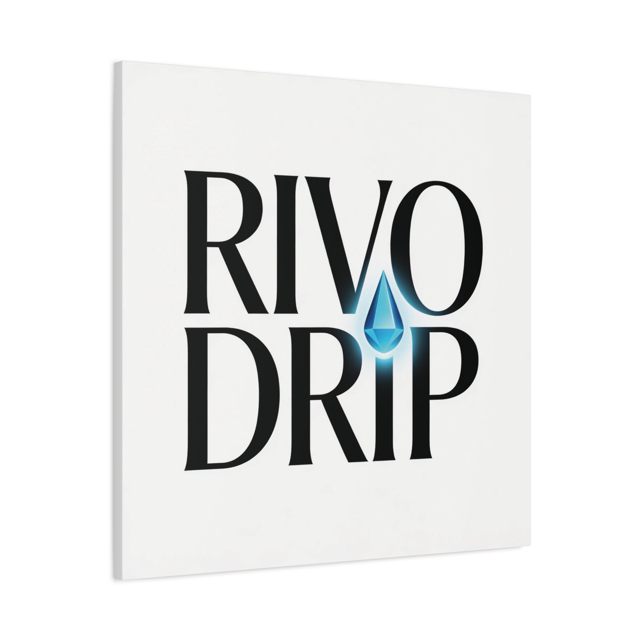 Personalize Logo Matte Canvas Print — Stretched Wall Art with Blue Droplet