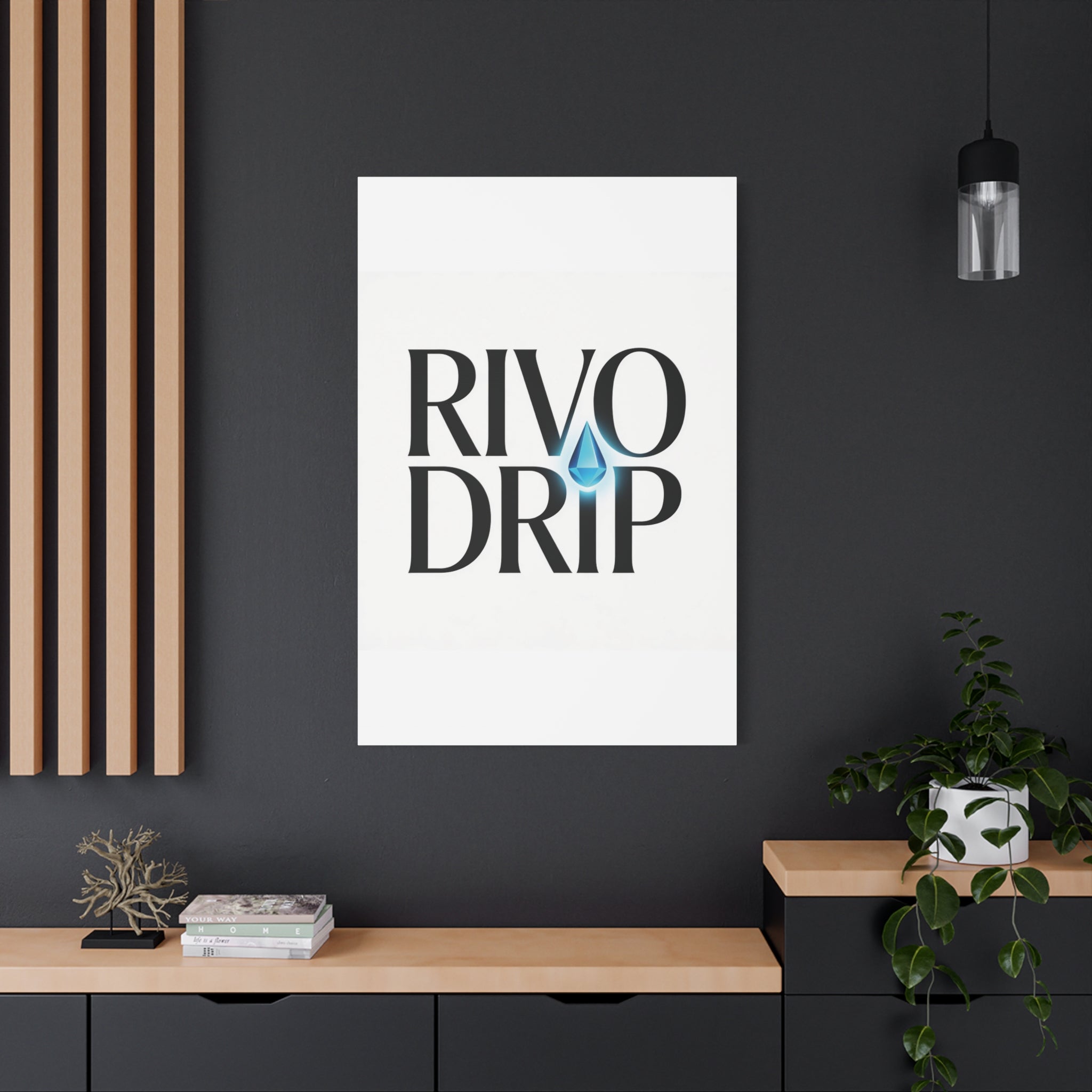 Personalize Logo Matte Canvas Print — Stretched Wall Art with Blue Droplet