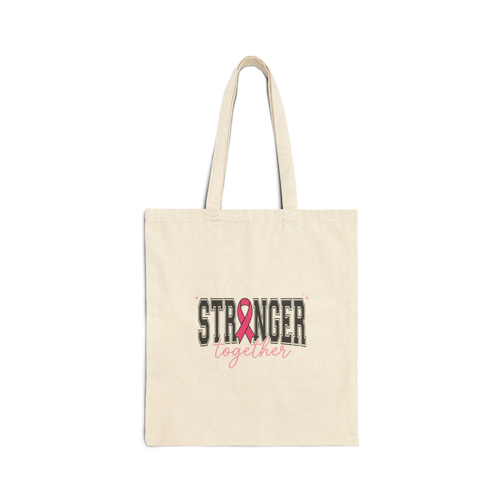 Stronger Together ribbon Tote | Breast Cancer Awareness, Pink Support