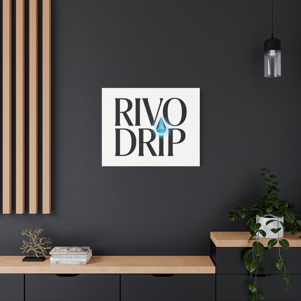 Personalize Logo Matte Canvas Print — Stretched Wall Art with Blue Droplet