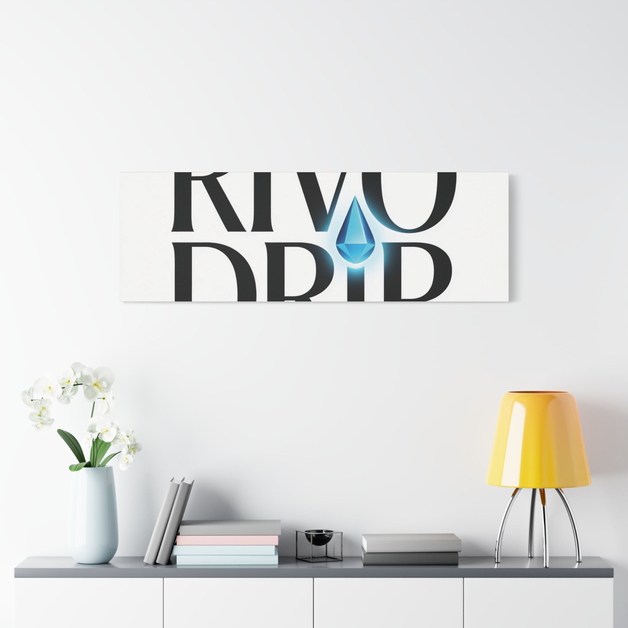 Personalize Logo Matte Canvas Print — Stretched Wall Art with Blue Droplet