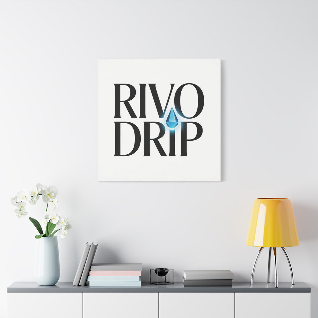 Personalize Logo Matte Canvas Print — Stretched Wall Art with Blue Droplet