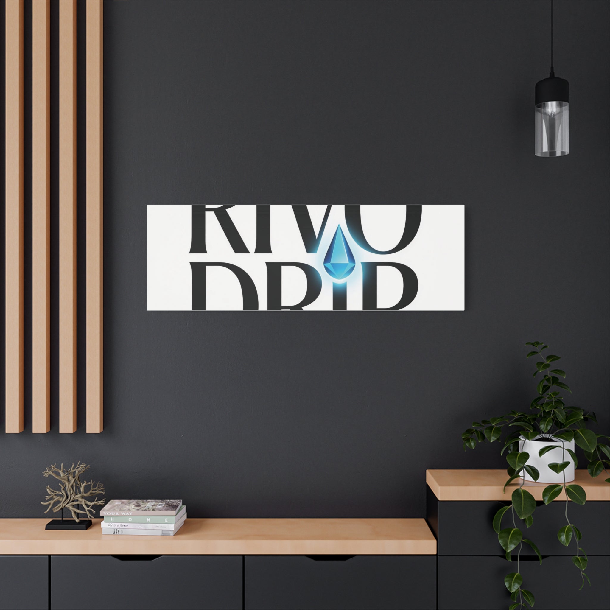 Personalize Logo Matte Canvas Print — Stretched Wall Art with Blue Droplet