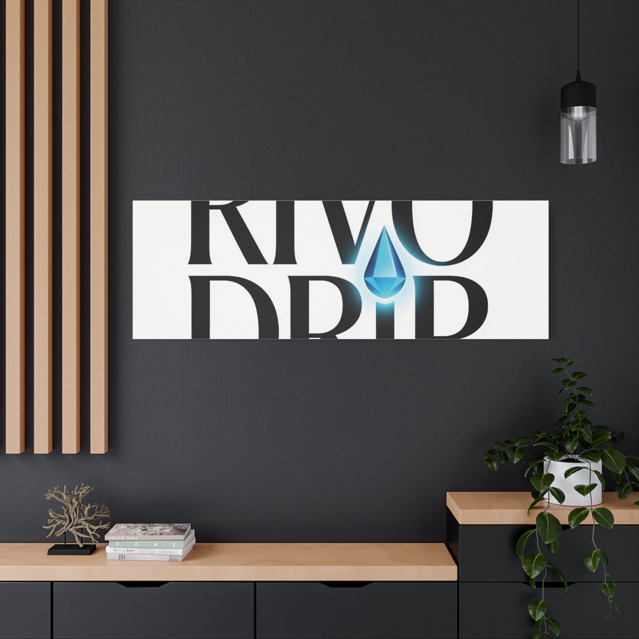 Personalize Logo Matte Canvas Print — Stretched Wall Art with Blue Droplet
