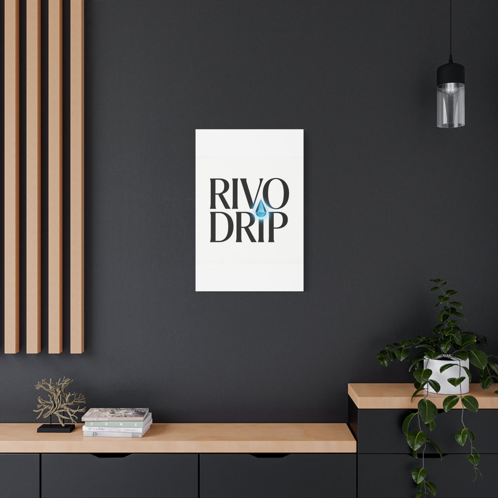 Personalize Logo Matte Canvas Print — Stretched Wall Art with Blue Droplet