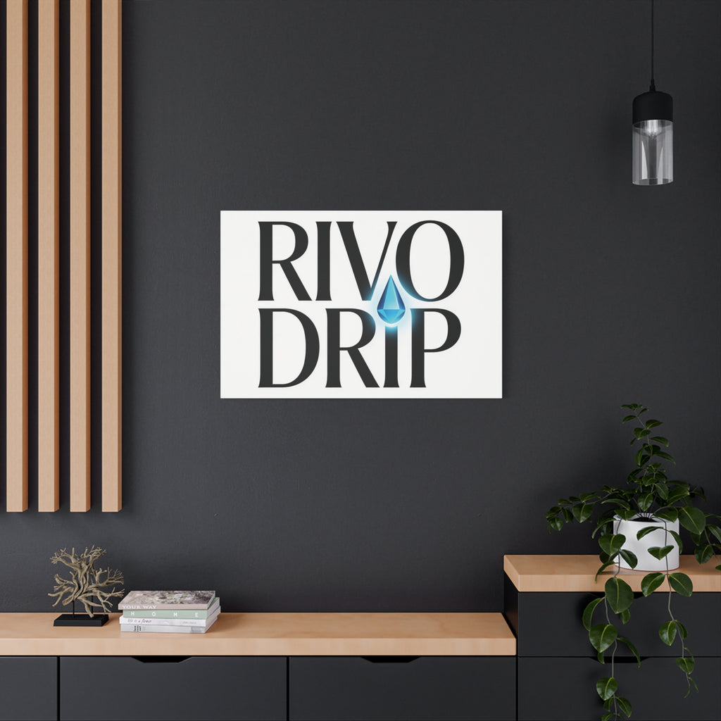 Personalize Logo Matte Canvas Print — Stretched Wall Art with Blue Droplet