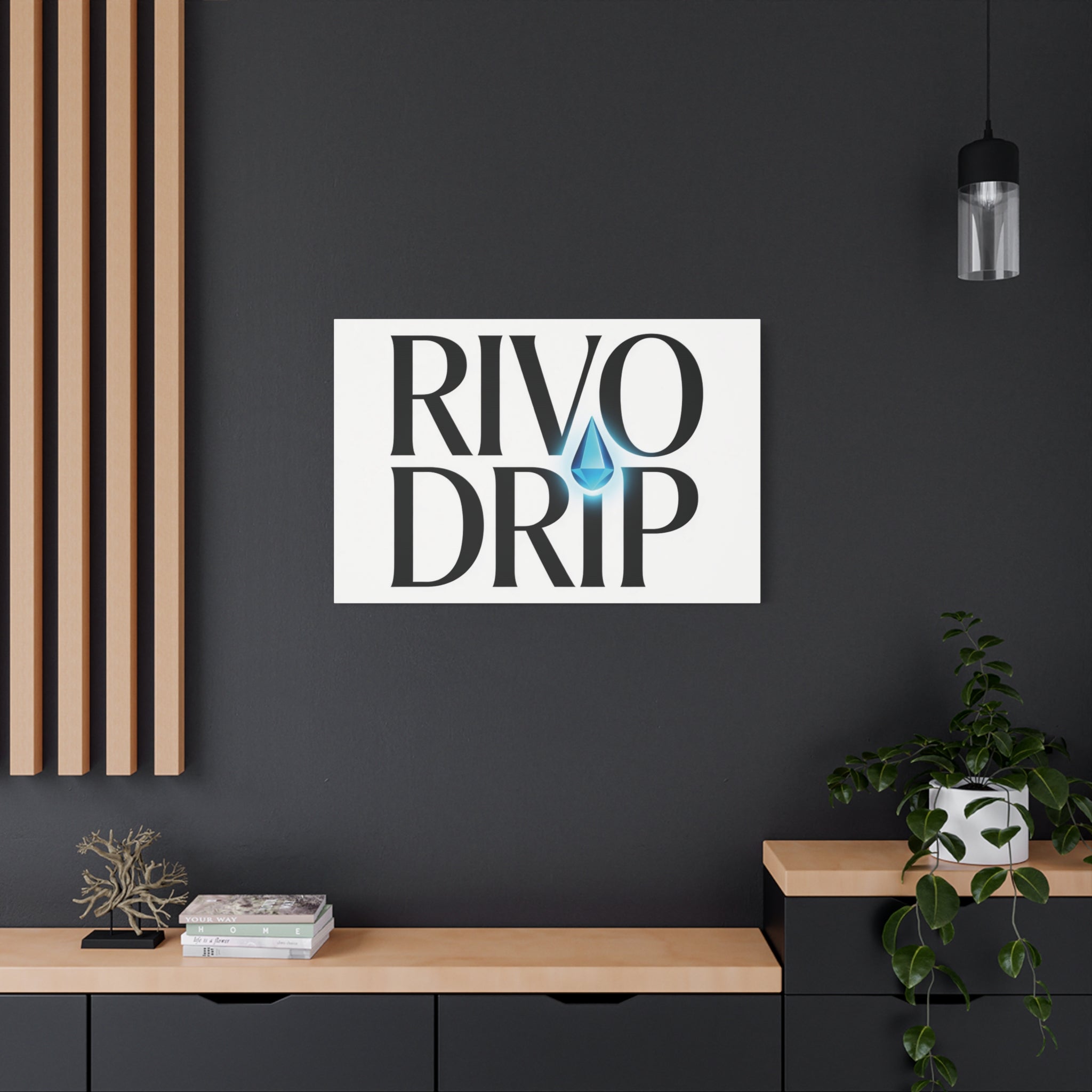 Personalize Logo Matte Canvas Print — Stretched Wall Art with Blue Droplet