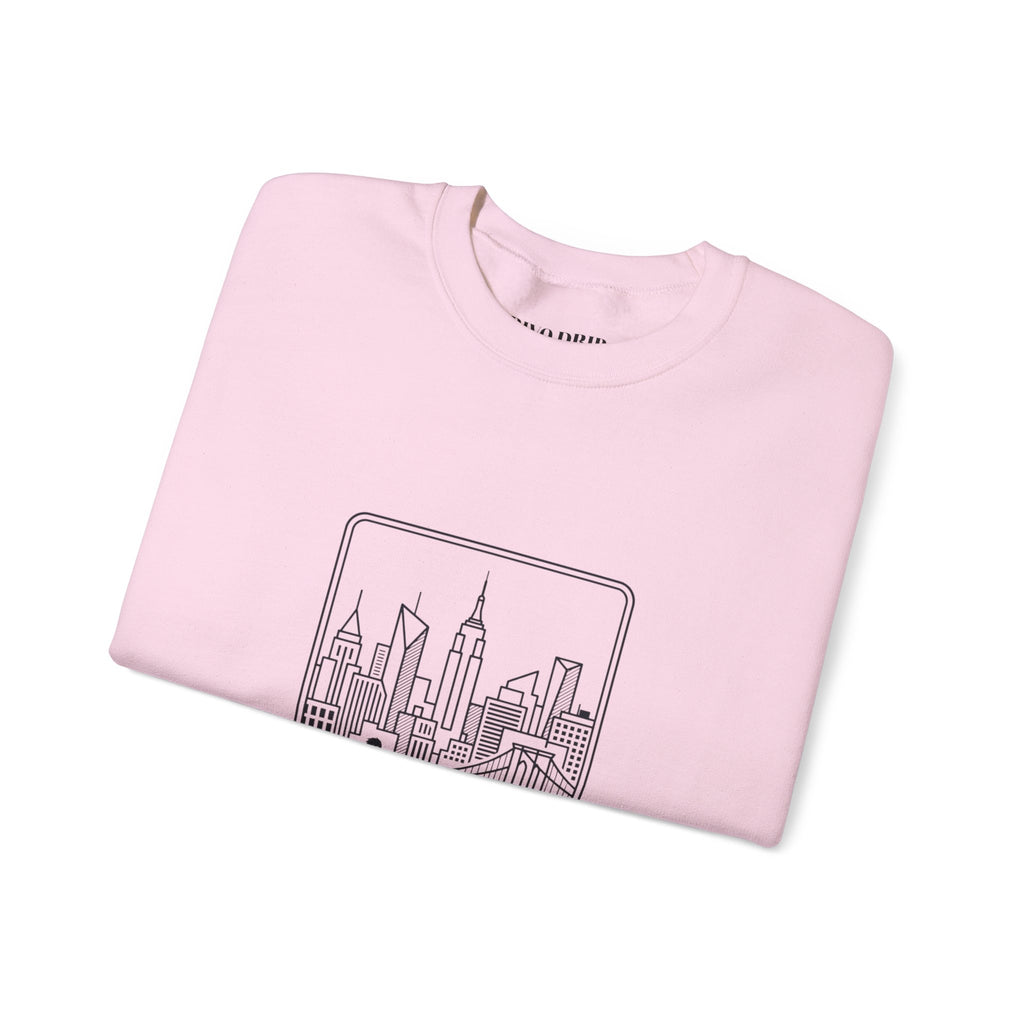 City Nights Crewneck Sweatshirt — 'Run / Midnight' Urban Skyline Graphic