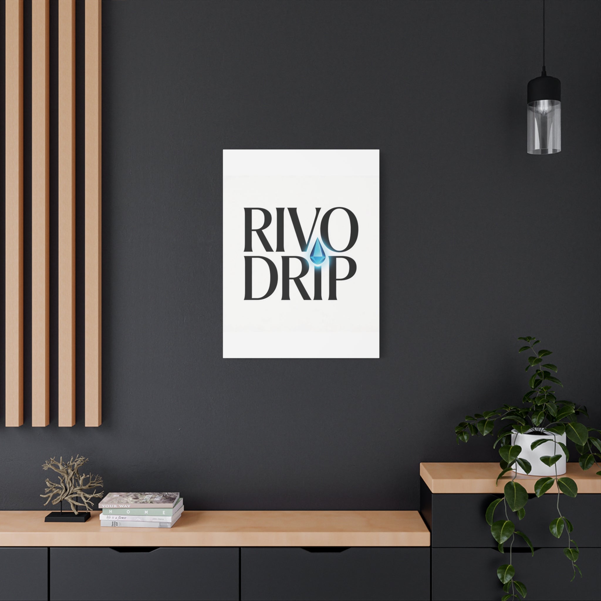 Personalize Logo Matte Canvas Print — Stretched Wall Art with Blue Droplet
