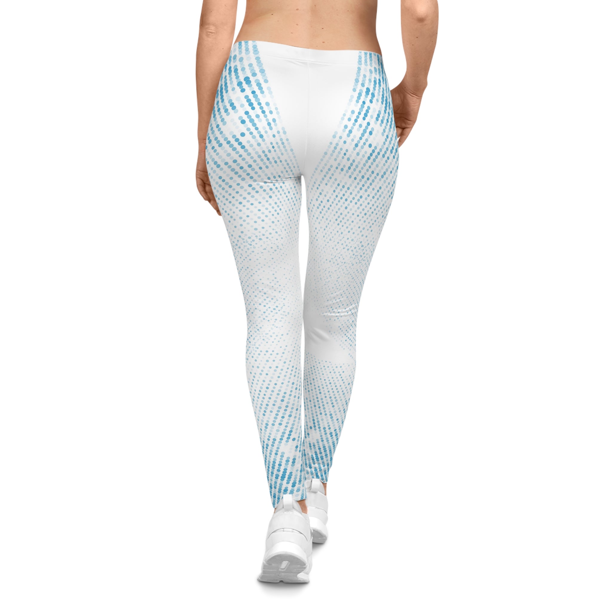 Blue Pixel Fade Leggings — Women's Casual All-Over Print