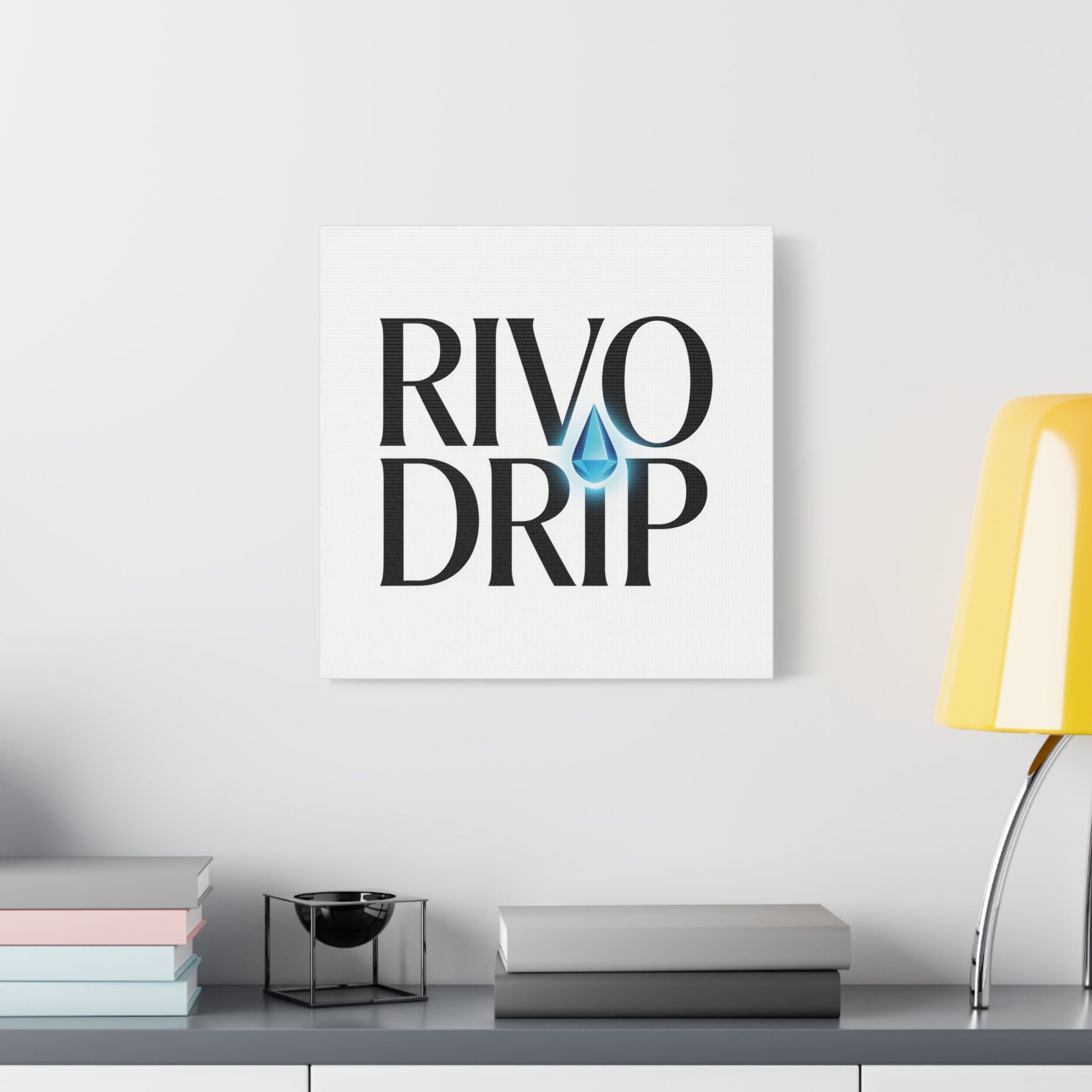 Personalize Logo Matte Canvas Print — Stretched Wall Art with Blue Droplet