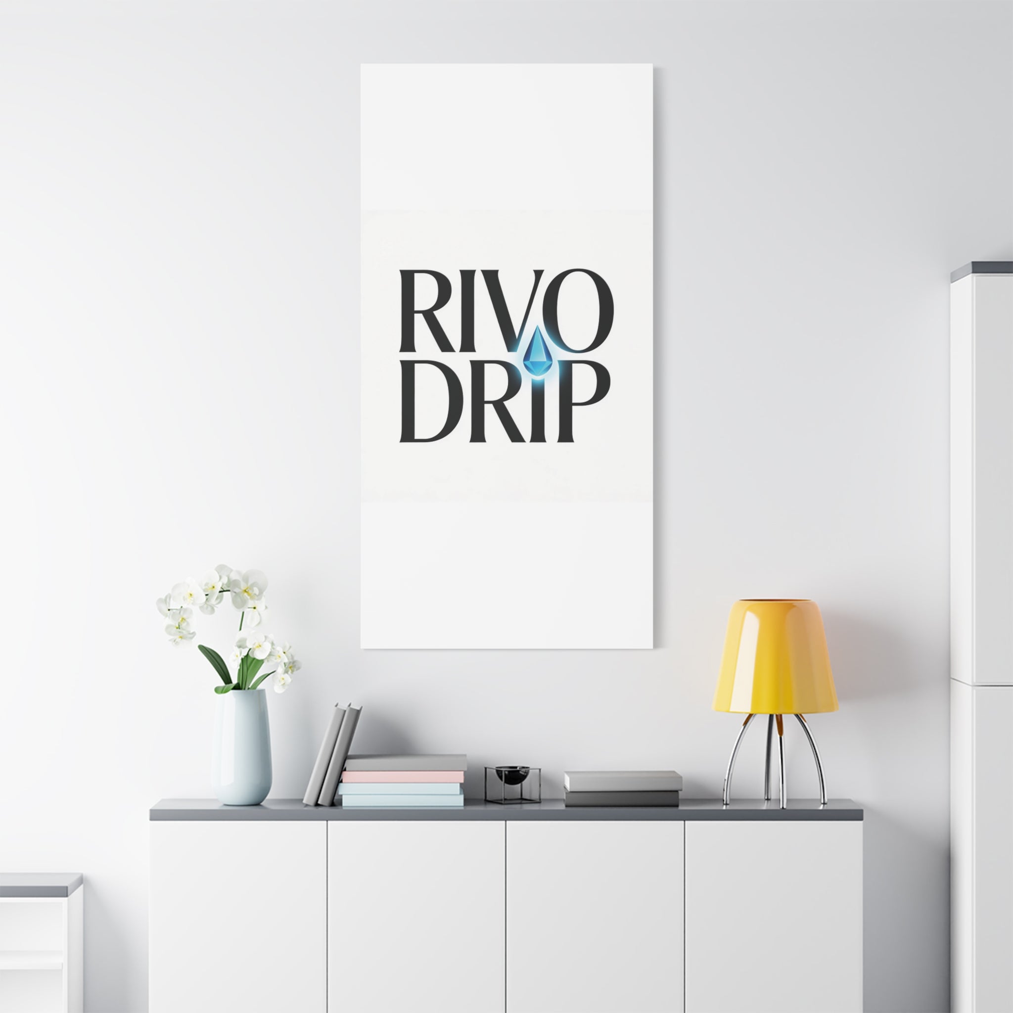 Personalize Logo Matte Canvas Print — Stretched Wall Art with Blue Droplet