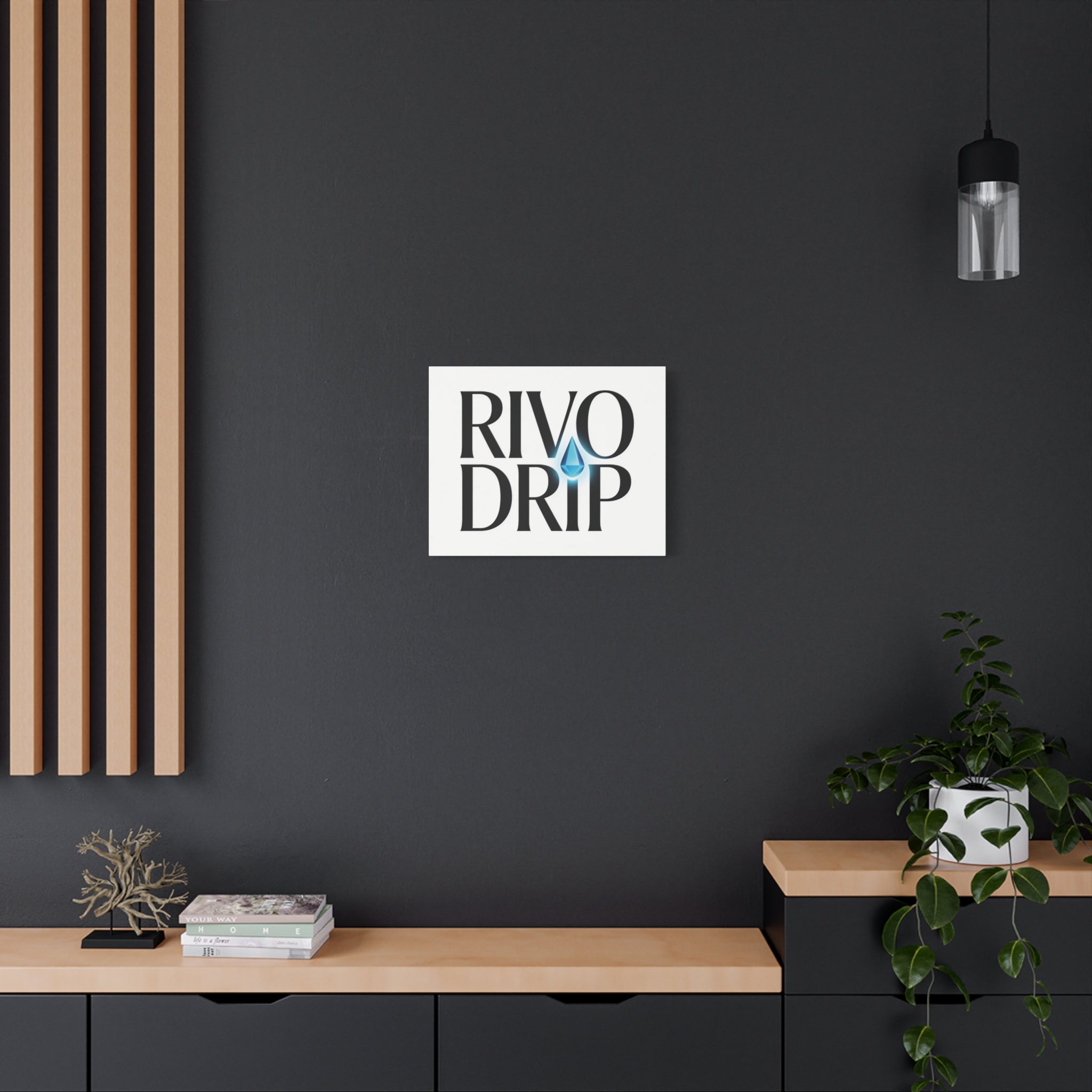 Personalize Logo Matte Canvas Print — Stretched Wall Art with Blue Droplet