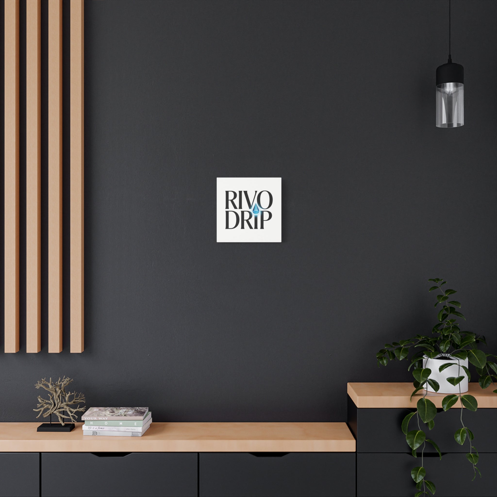 Personalize Logo Matte Canvas Print — Stretched Wall Art with Blue Droplet