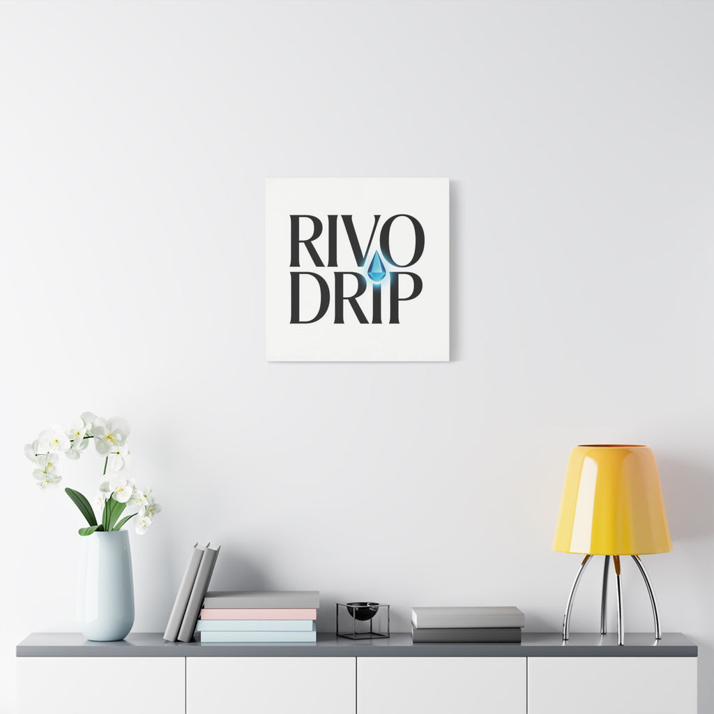 Personalize Logo Matte Canvas Print — Stretched Wall Art with Blue Droplet